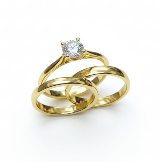 Bonded Soul - Wedding Ring Trios - 925 Sterling Silver