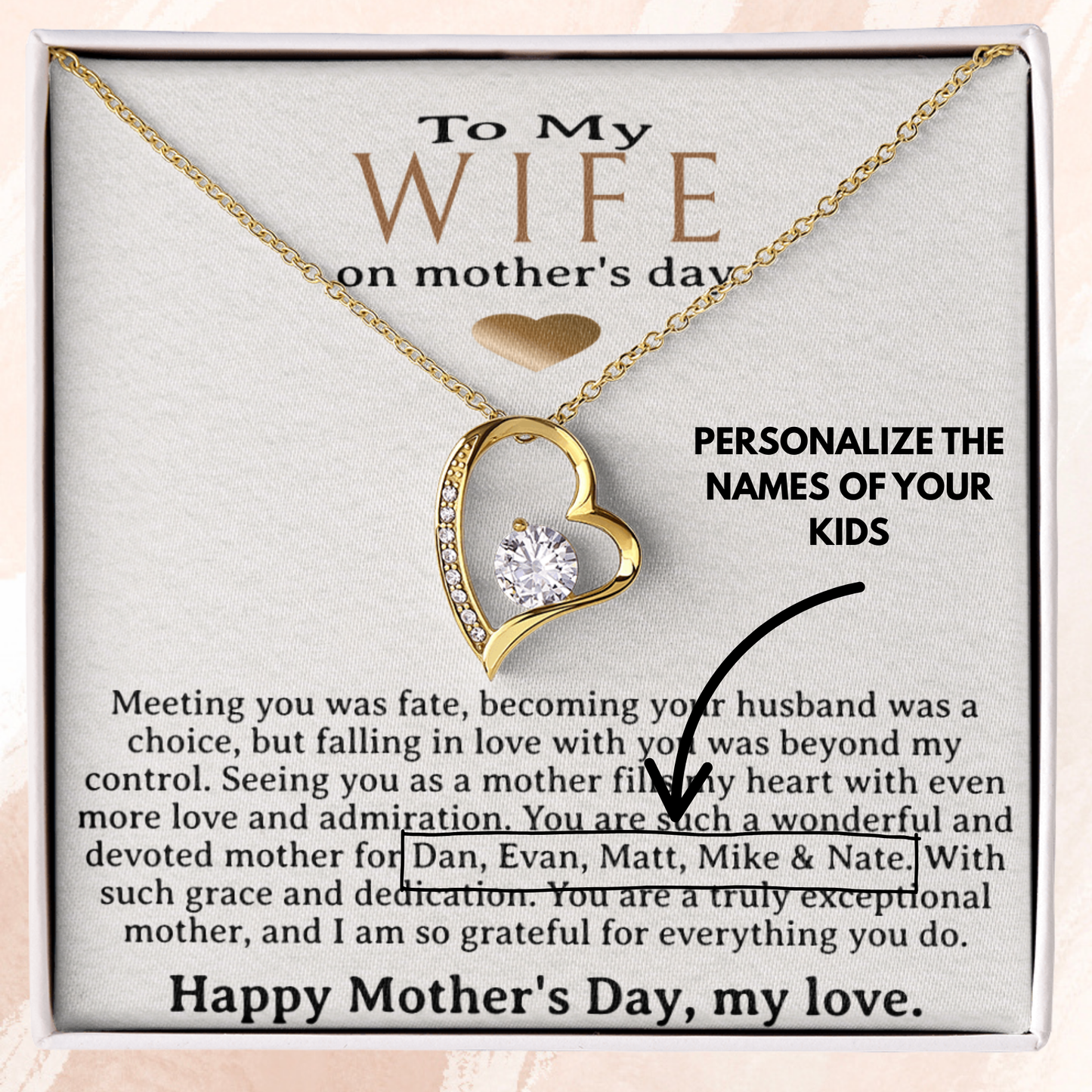 Personalized to my wife pendant on mothers day