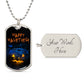 Happy Haunting! - Halloween Pendant Necklace, Spooky Holiday Jewelry, Fun Costume Accessory for All Ages