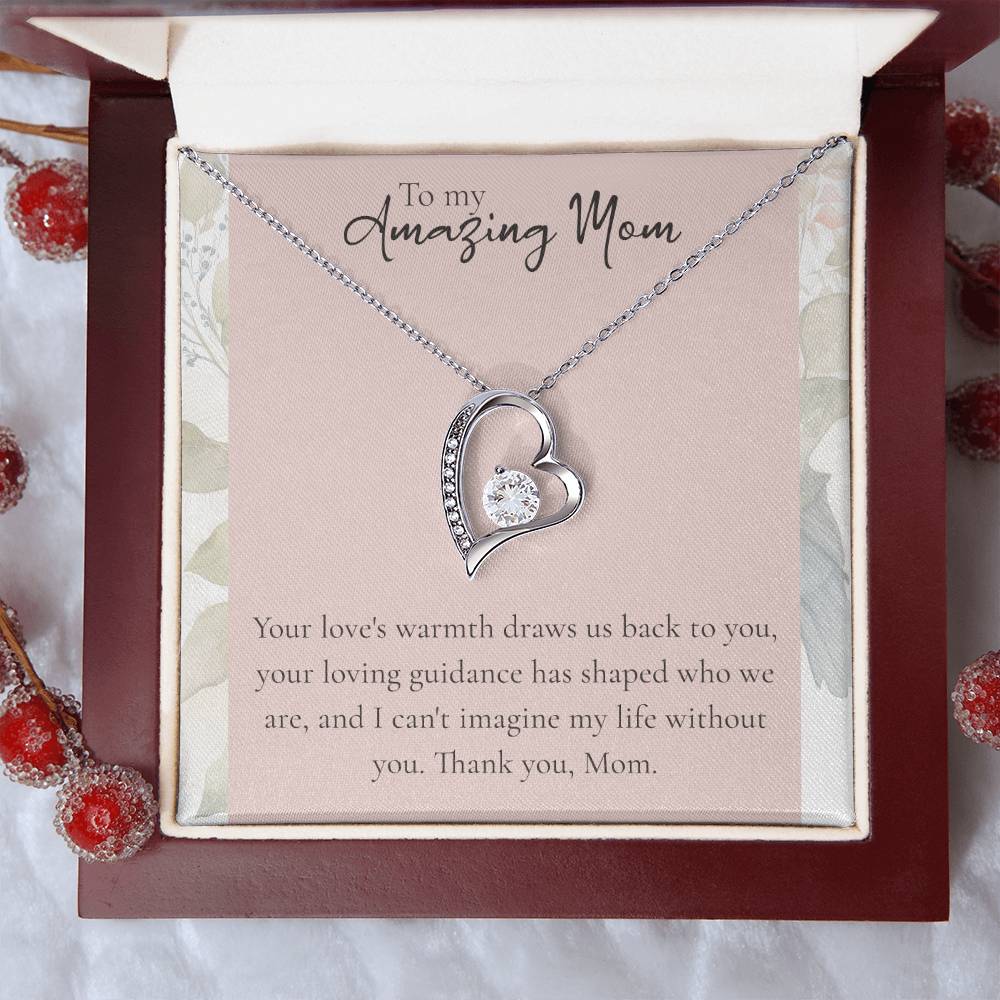 To My Amazing Mom Heart Necklace