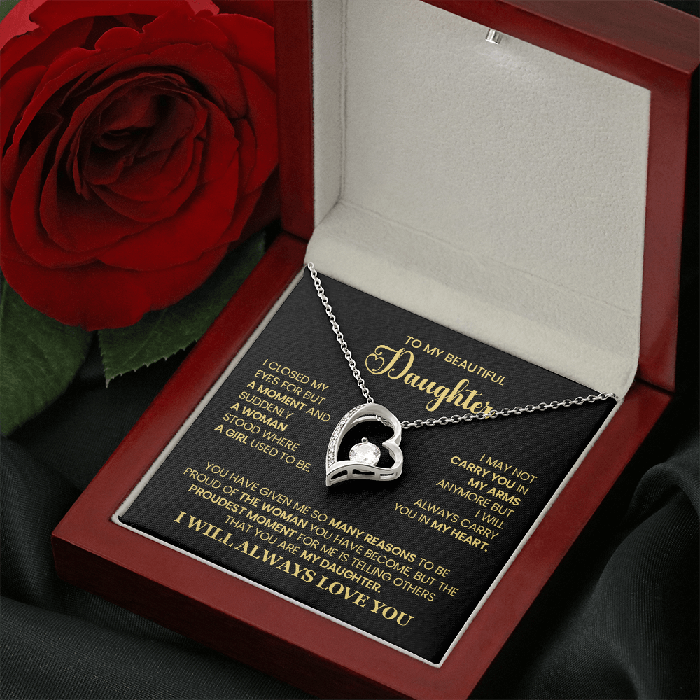 To My Beautiful Daughter - Heartfelt Necklace with Emotional Message Card, Perfect Gift for Birthdays, Graduation, or Special Moments