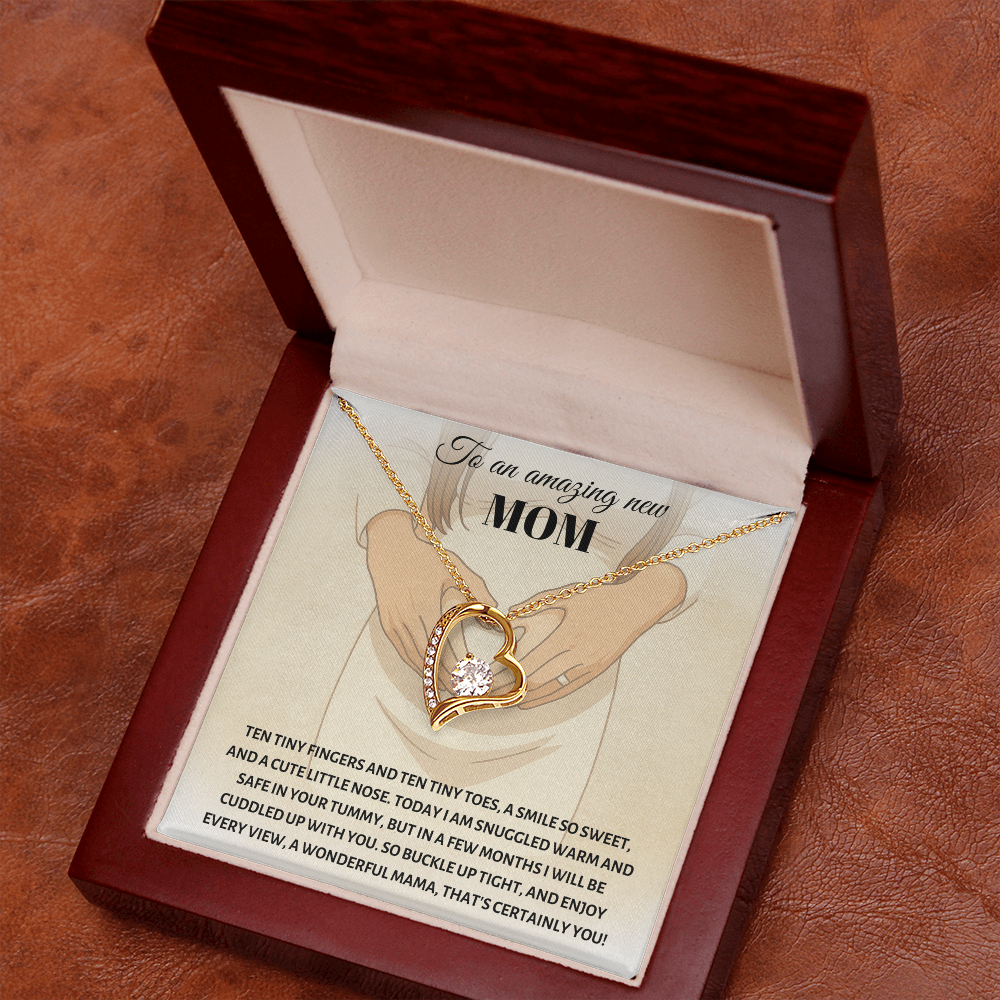 Amazing New Mom Necklace - Baby Footprint Heart Pendant, Expecting Mother Gift