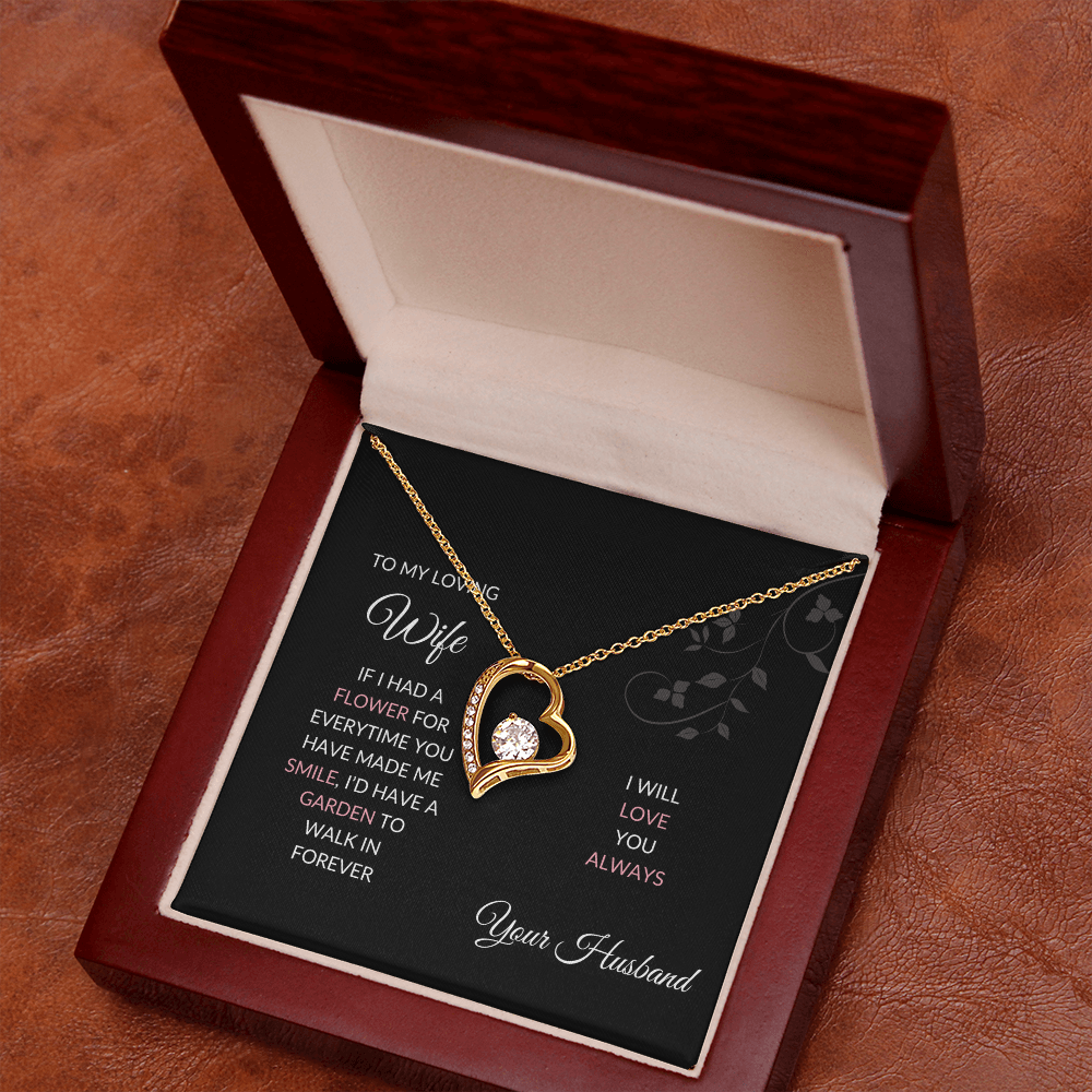 A Garden of Smiles" Heart Necklace for Loving Wife, Romantic Gift, Eternal Love Jewelry