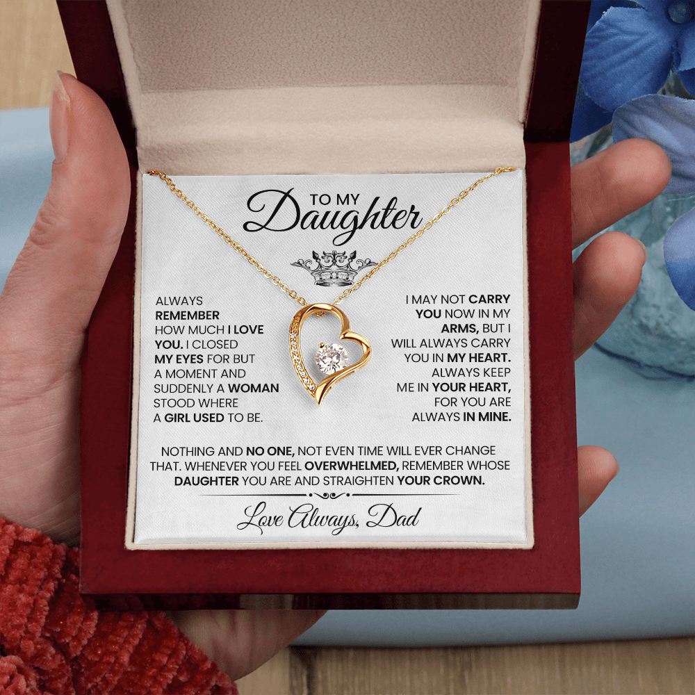To my daughter - White with crown - Dad necklace artswapper - Heart pendant