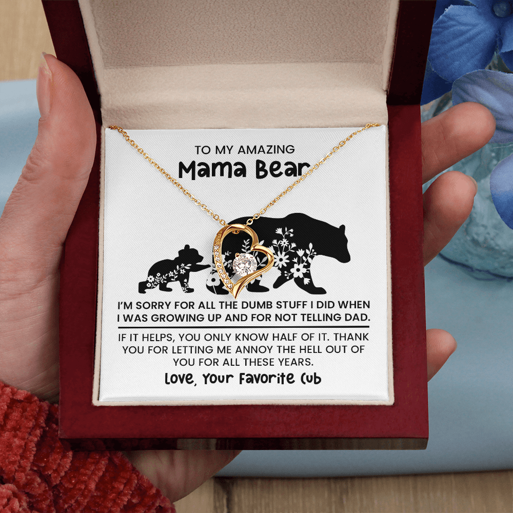 Personalized "Mama Bear" Necklace, Sentimental Mom Gift, Birthday Jewelry - Forever Love