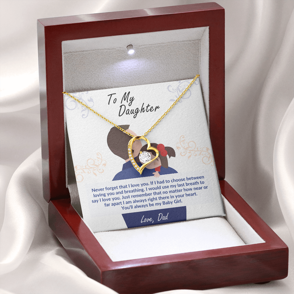 Daughter Heart Necklace Gift from Dad - "Always My Baby Girl" Sentimental Jewelry
