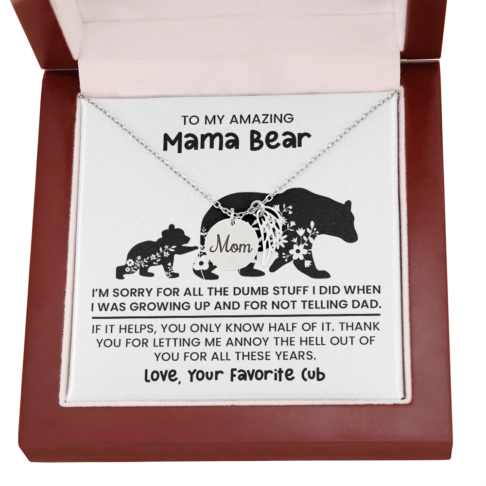 Personalized "Mama Bear" Necklace, Sentimental Mom Gift, Birthday Jewelry - Mom Memorial