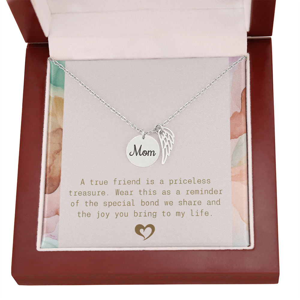 A True Friend Necklace – Elegant Silver Pendant - Mom memorial
