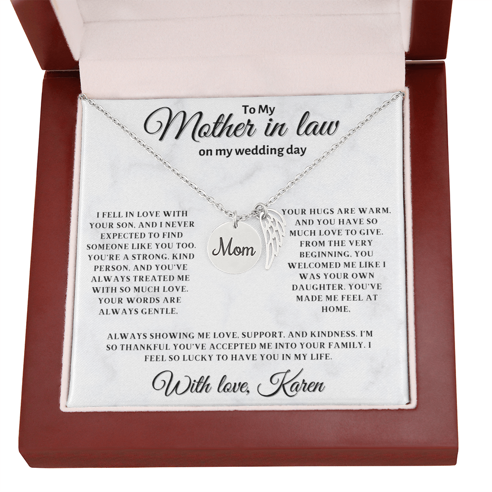 Personalized Mother In Law Necklace, Birthday Gift for Mom In Law, Custom Mother In Law Wedding Gift - Mom memorial