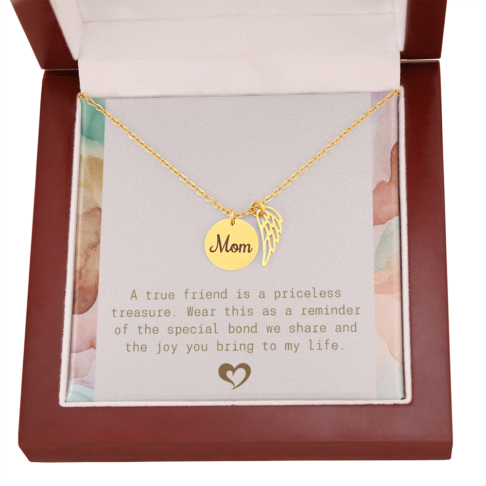 A True Friend Necklace – Elegant Silver Pendant - Mom memorial