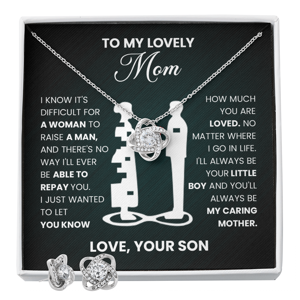 To My Lovely Mom" Necklace from Son - Love Knot Pendant Gift - Mother Son Bond Jewelry - Mom Birthday Present - Love Your Son