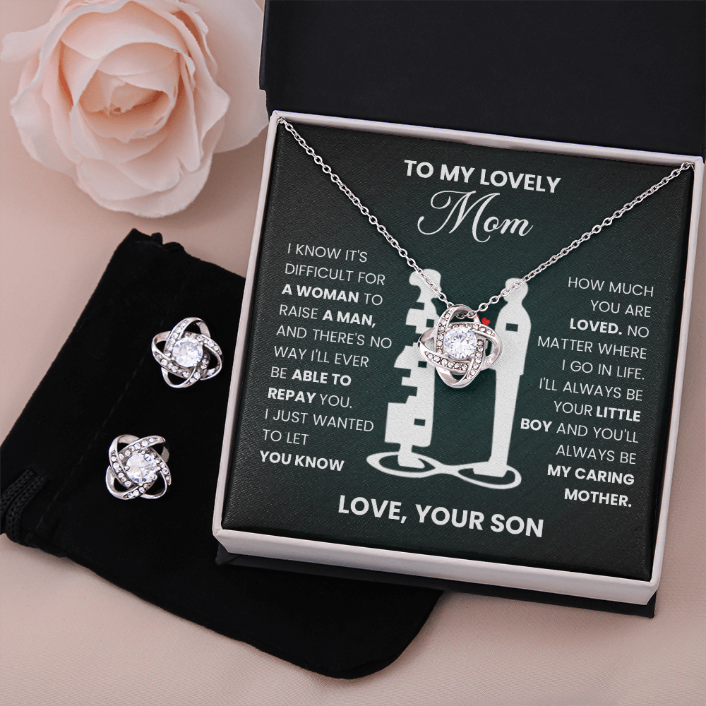 To My Lovely Mom" Necklace from Son - Love Knot Pendant Gift - Mother Son Bond Jewelry - Mom Birthday Present - Love Your Son