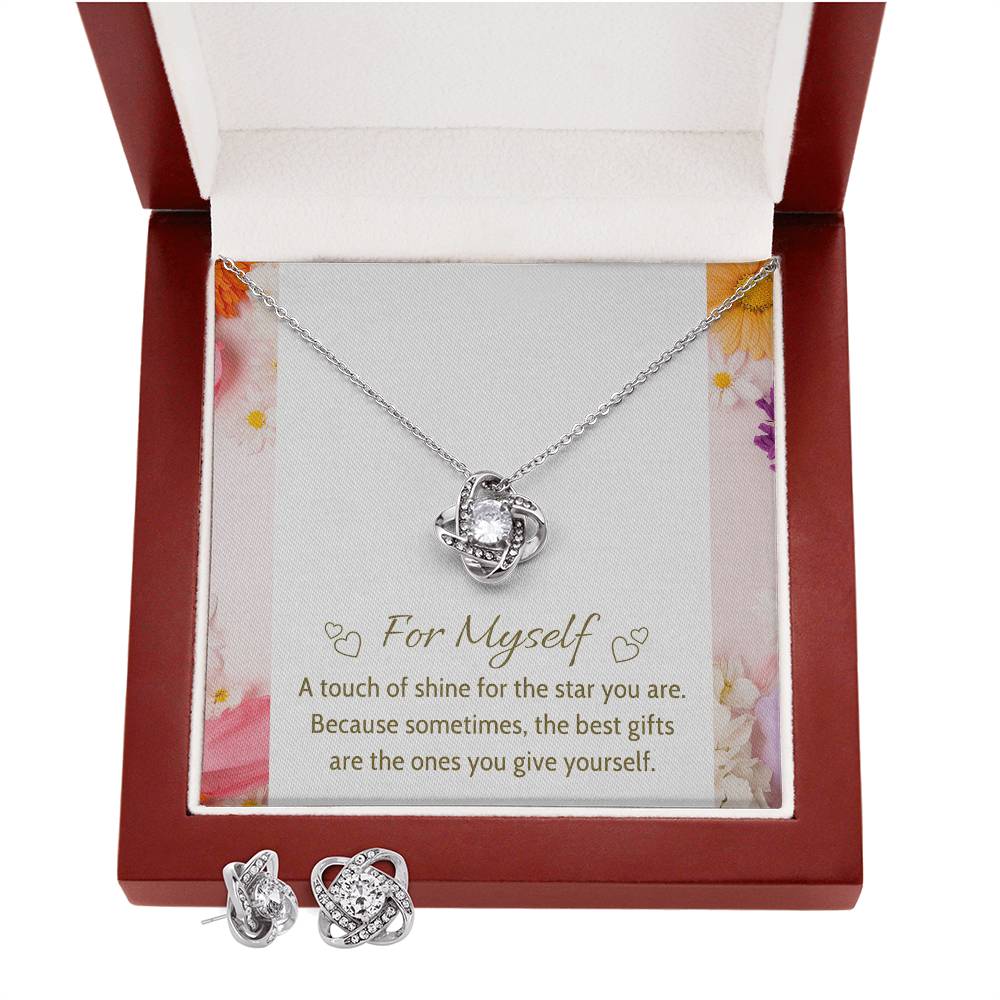 Gift For Myself Necklace & Earrings – Elegant Silver Knot Pendant - Gift for Yourself