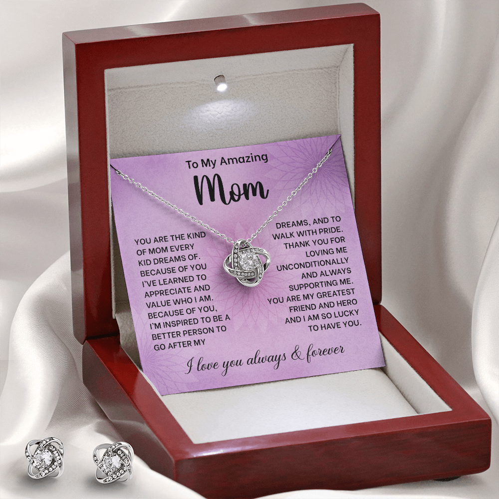 Mother's Day Necklace with Heartfelt Message, "I Love You Always & Forever" Gift, Silver Jewelry