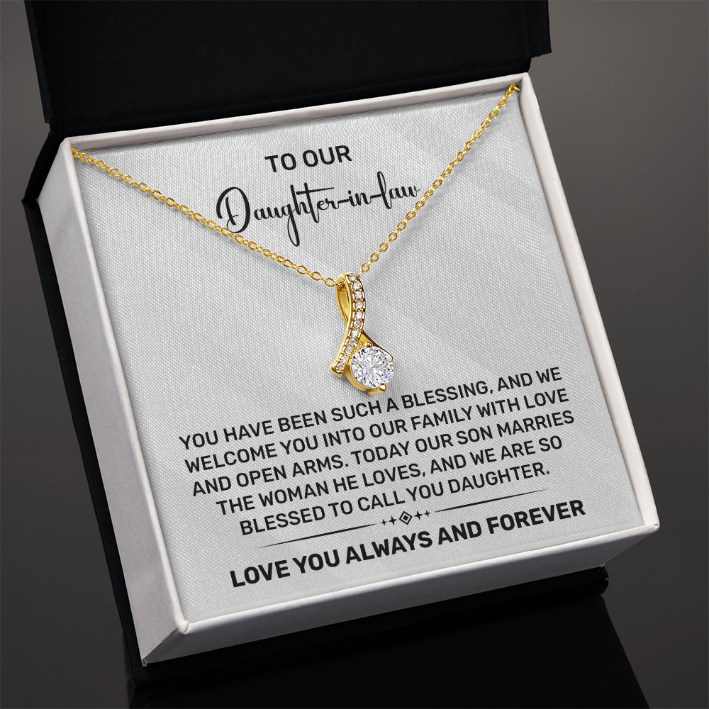 Daughter-in-Law Gift - "To Our Daughter-in-Law" Necklace - Wedding Gift from Parents - Family Welcome Jewelry - Gold Pendant