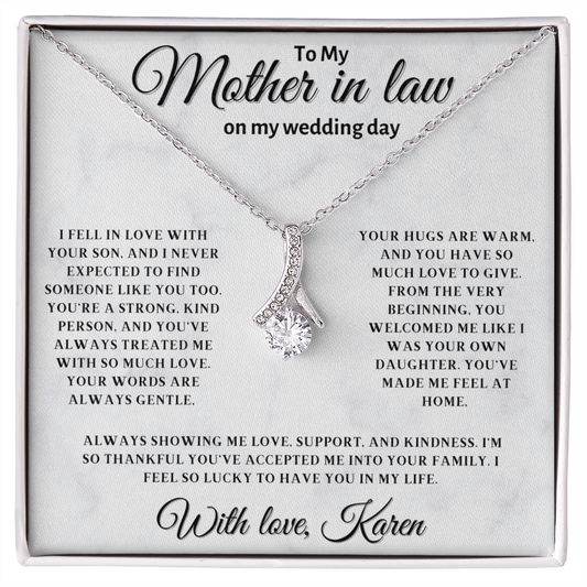 Personalized Mother In Law Necklace, Birthday Gift for Mom In Law, Custom Mother In Law Wedding Gift - Alluring Beauty