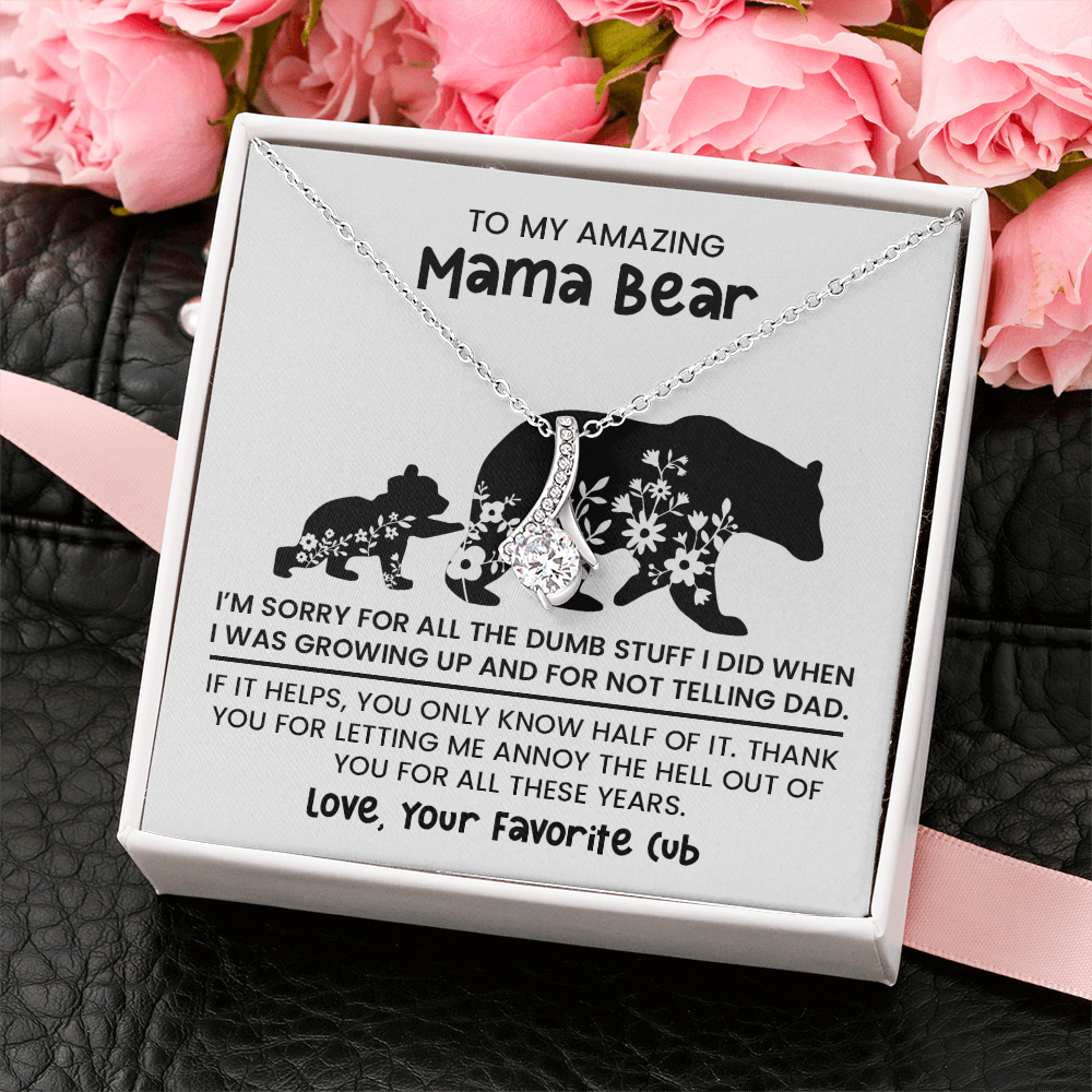 Personalized "Mama Bear" Necklace, Sentimental Mom Gift, Birthday Jewelry - Alluring beauty