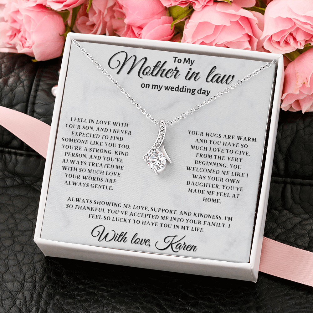 Personalized Mother In Law Necklace, Birthday Gift for Mom In Law, Custom Mother In Law Wedding Gift - Alluring Beauty