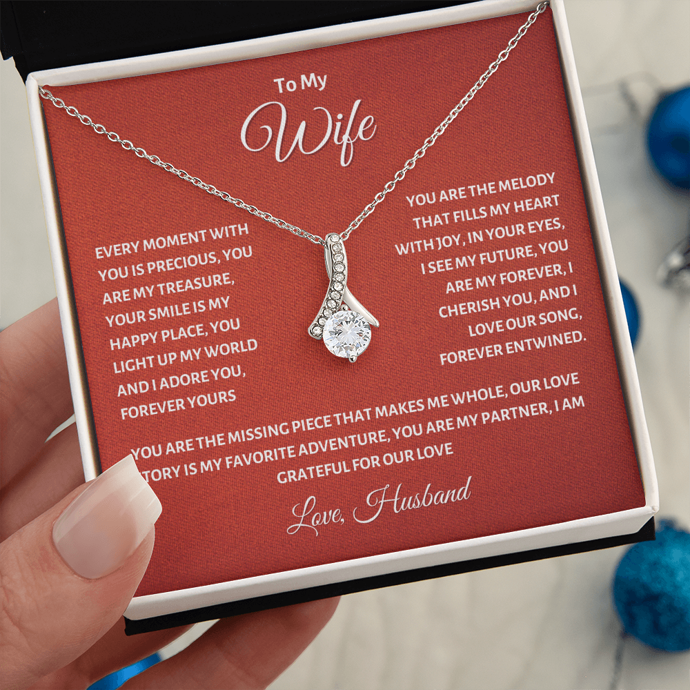 To My Wife - Romantic Gold Necklace with Heartfelt Message Card, Perfect Anniversary or Birthday Gift from Husband