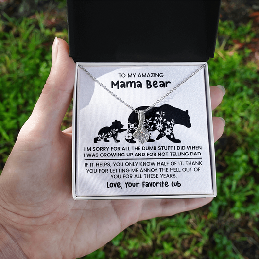 Personalized "Mama Bear" Necklace, Sentimental Mom Gift, Birthday Jewelry - Alluring beauty