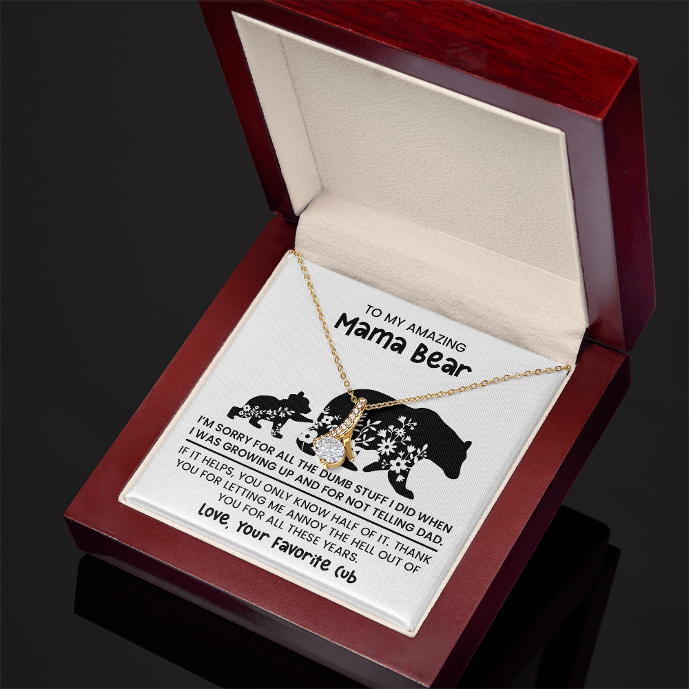 Personalized "Mama Bear" Necklace, Sentimental Mom Gift, Birthday Jewelry - Alluring beauty