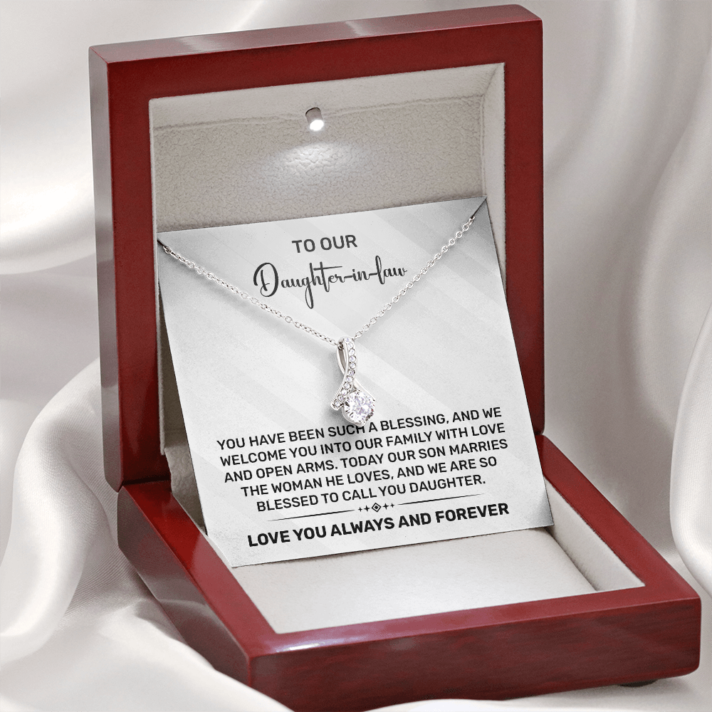 Daughter-in-Law Gift - "To Our Daughter-in-Law" Necklace - Wedding Gift from Parents - Family Welcome Jewelry - Gold Pendant