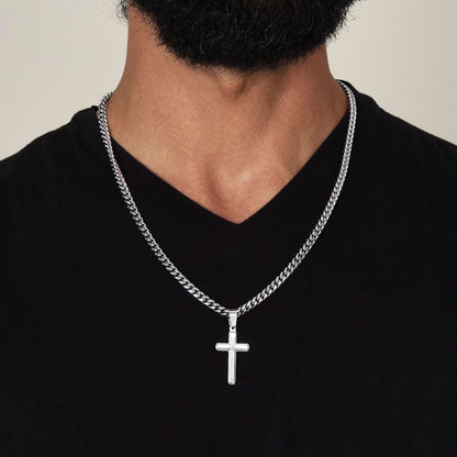 To My Amazing Dad Cross Necklace - Cuban Link Chain Gift from Favorite Daughter