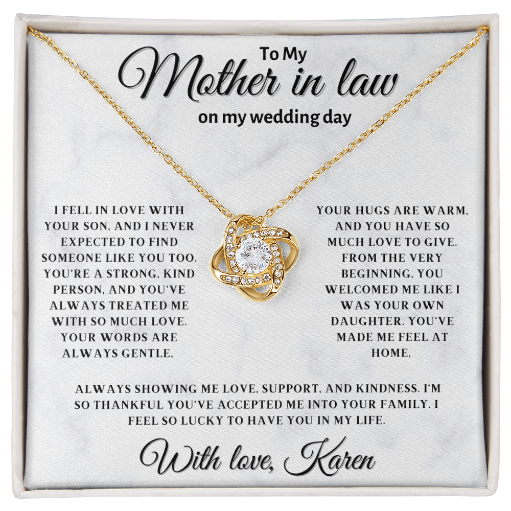Personalized Mother In Law Necklace, Birthday Gift for Mom In Law, Custom Mother In Law Wedding Gift - Love Knot