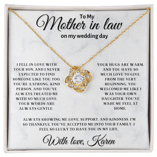 Personalized Mother In Law Necklace, Birthday Gift for Mom In Law, Custom Mother In Law Wedding Gift - Love Knot