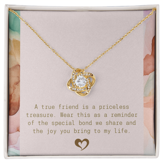 A True Friend Necklace – Elegant Silver Pendant - Love knot necklace