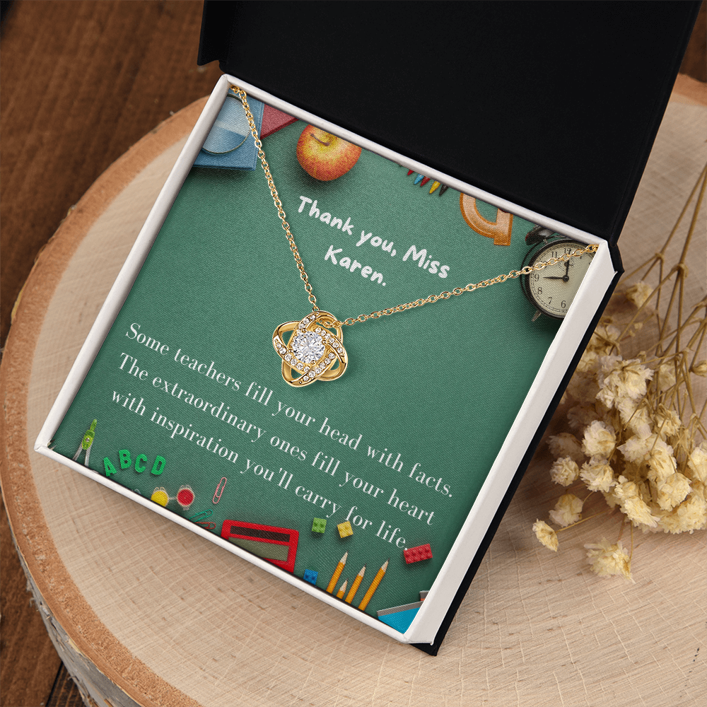 Teacher Gift Necklace | Love Knot Pendant | Teacher Appreciation Jewelry | School Gift | Educational Professional Present