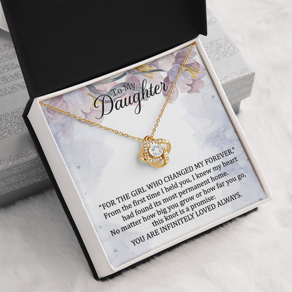 To My Daughter" Forever Love Knot Necklace - Sentimental Daughter Gift - "Girl Who Changed My Forever" Jewelry
