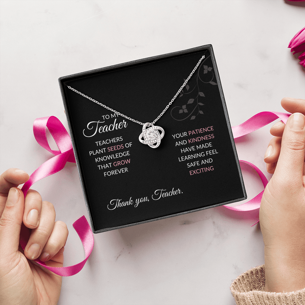 Teacher Gift Necklace | Teacher plants seeds of knowledge message Card Set | Ready to Gift | Thank You Teacher | End of Year | Gift for Her