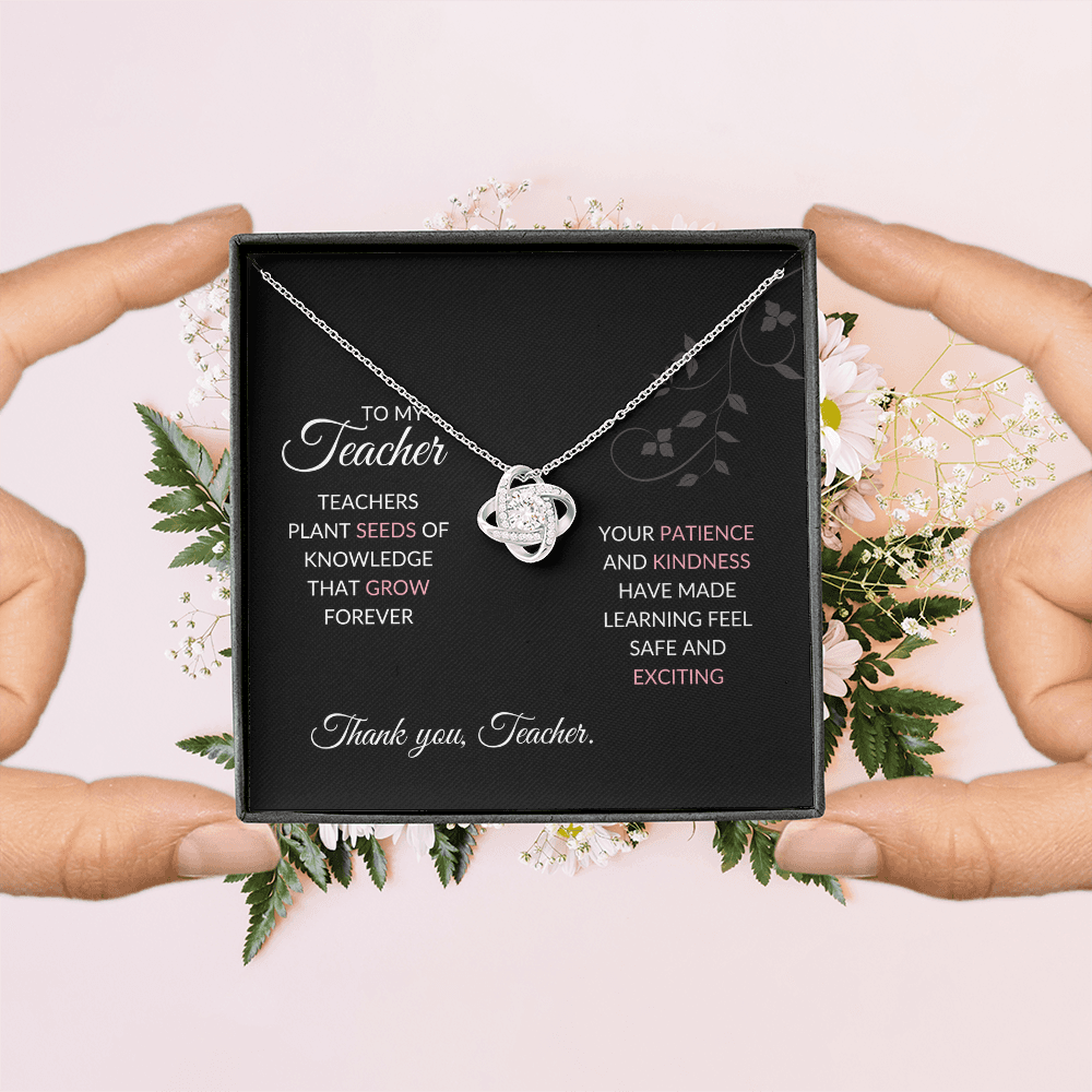 Teacher Gift Necklace | Teacher plants seeds of knowledge message Card Set | Ready to Gift | Thank You Teacher | End of Year | Gift for Her