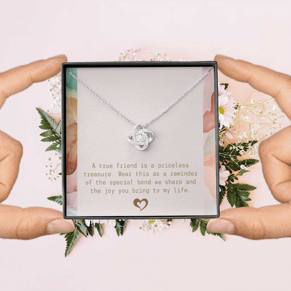 A True Friend Necklace – Elegant Silver Pendant - Love knot necklace