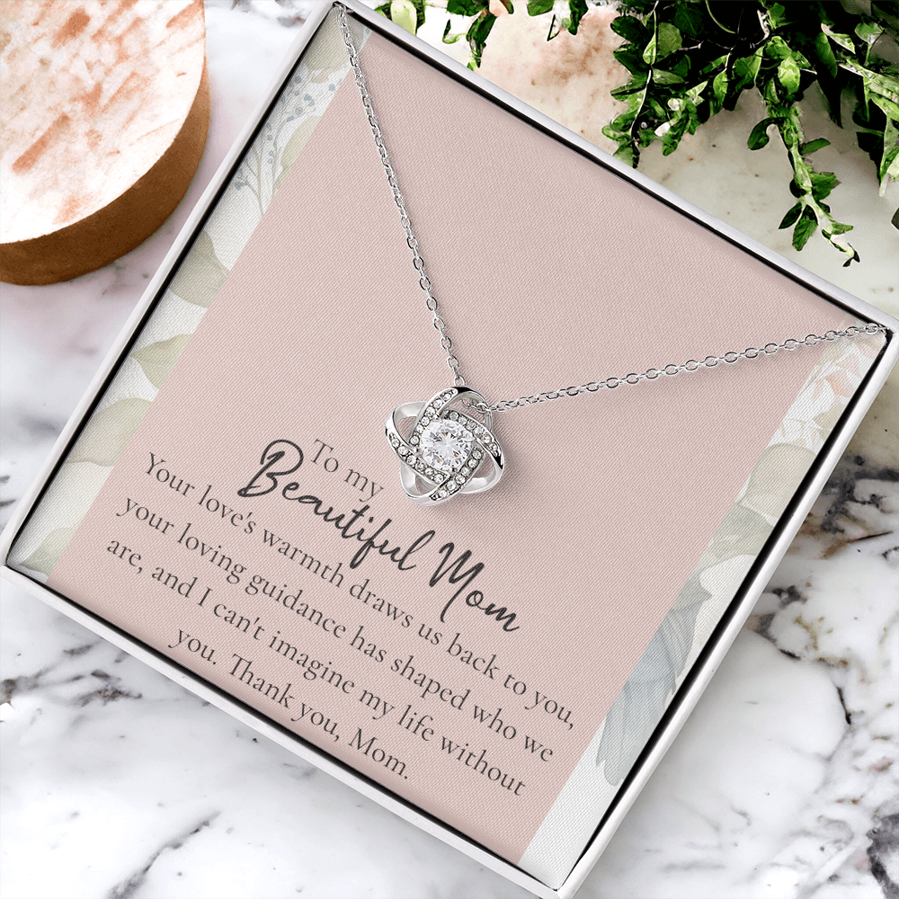 To "My Beautiful Mom" Love Knot Necklace, Heartfelt Mom Gift, Mother's Day Jewelry