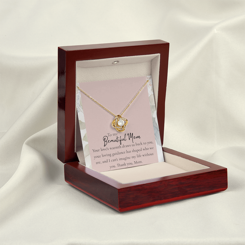 To "My Beautiful Mom" Love Knot Necklace, Heartfelt Mom Gift, Mother's Day Jewelry