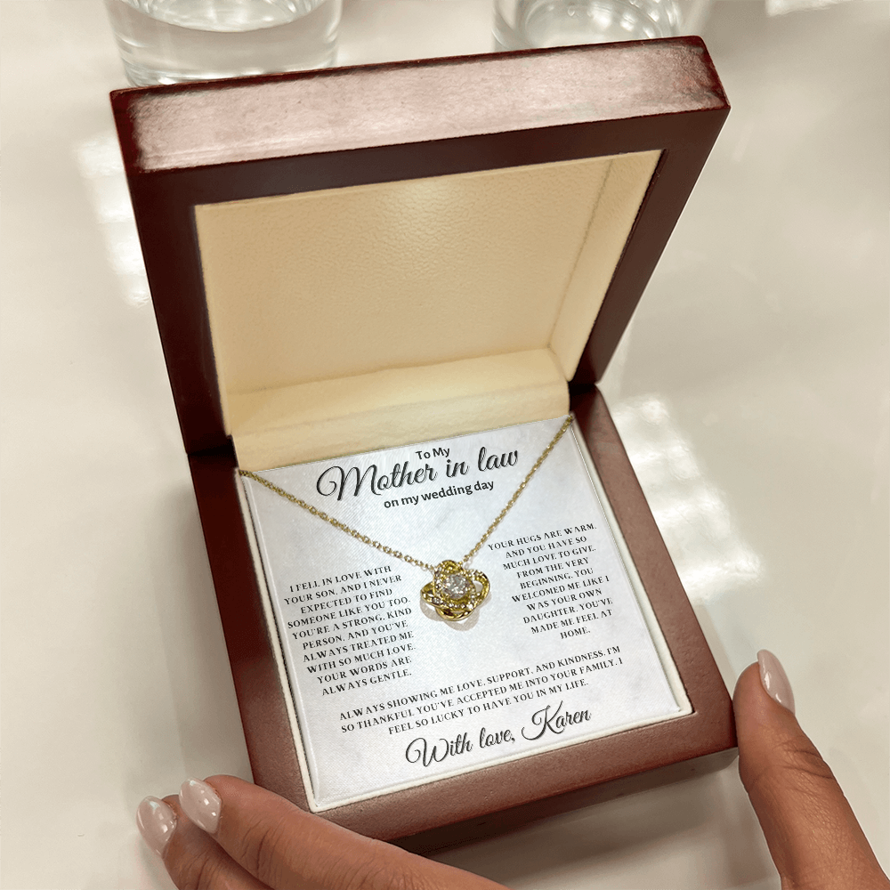 Personalized Mother In Law Necklace, Birthday Gift for Mom In Law, Custom Mother In Law Wedding Gift - Love Knot