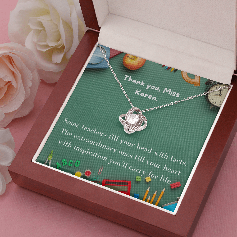Teacher Gift Necklace | Love Knot Pendant | Teacher Appreciation Jewelry | School Gift | Educational Professional Present