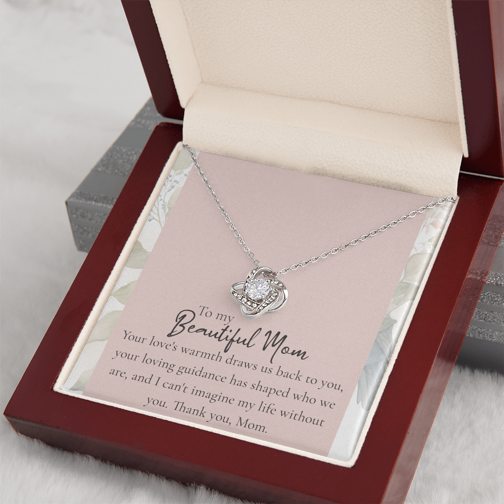 To "My Beautiful Mom" Love Knot Necklace, Heartfelt Mom Gift, Mother's Day Jewelry