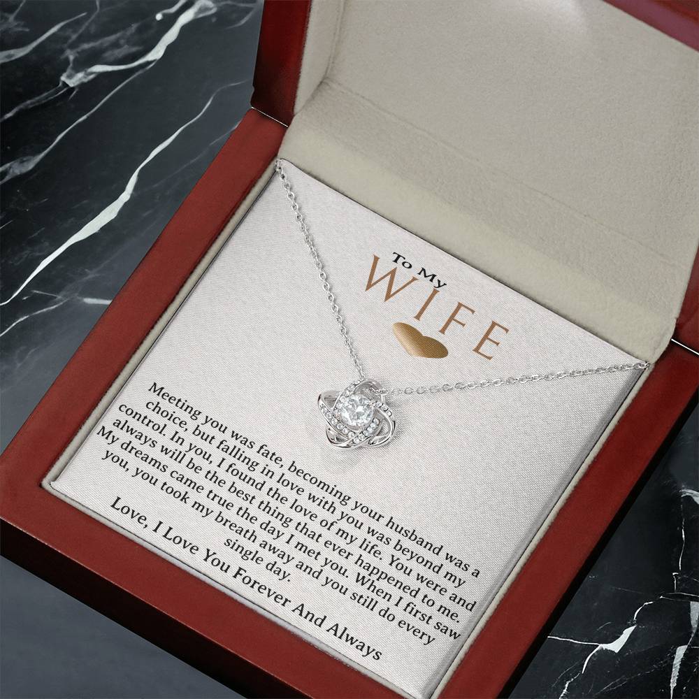To My Wife Necklace, Gold Knot Pendant, Wife Jewelry Gift,
