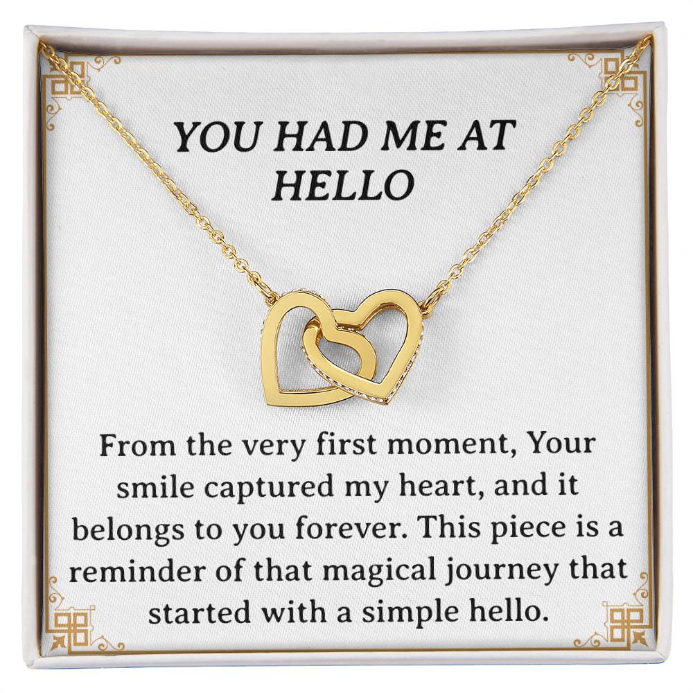 You Had Me at Hello - Interlocking Hearts Necklace with CZ Crystals