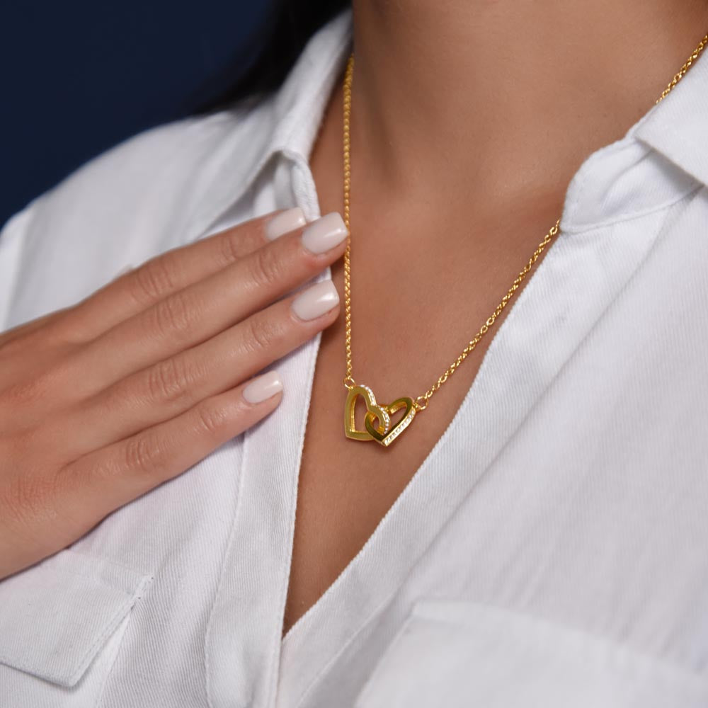 You Had Me at Hello - Interlocking Hearts Necklace with CZ Crystals