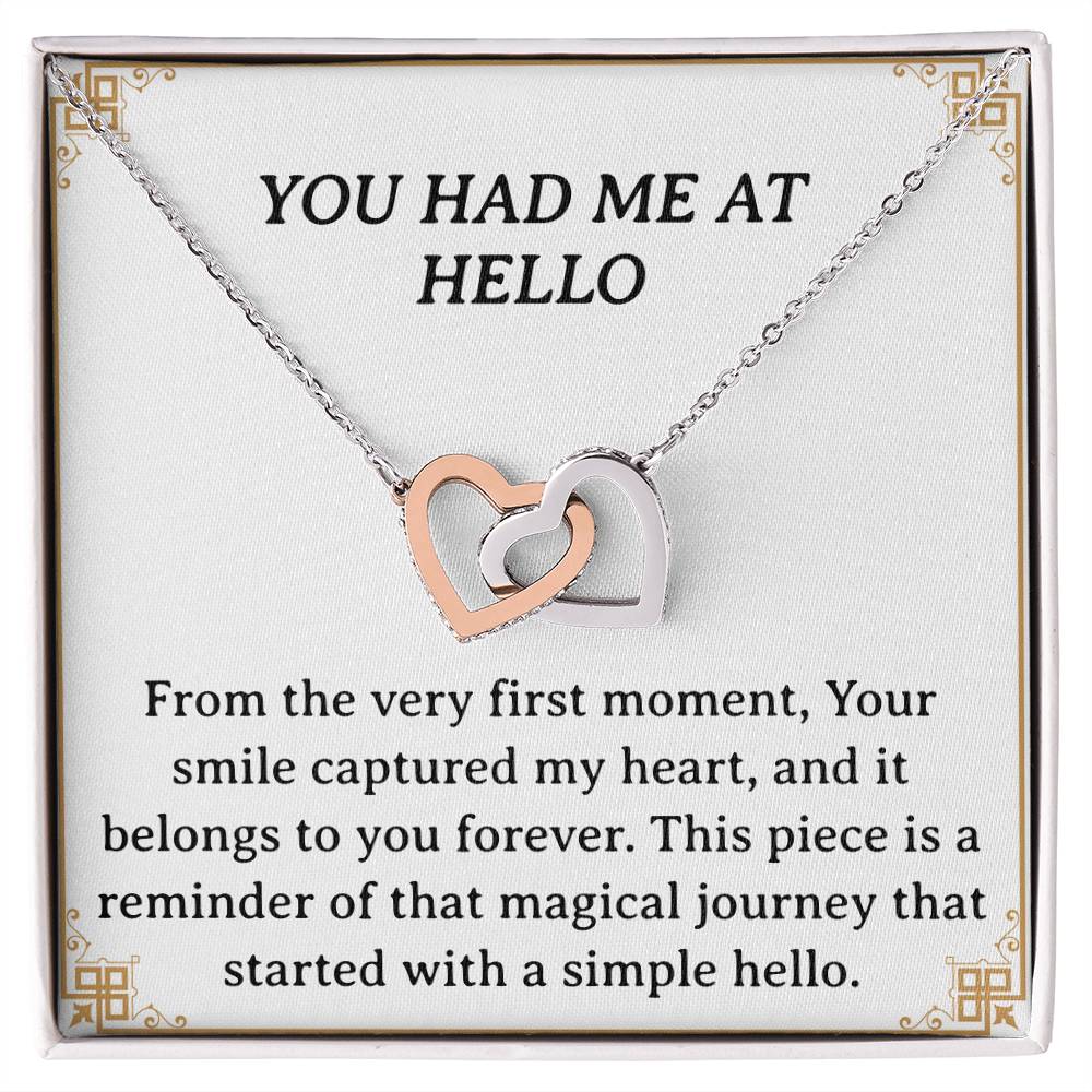 You Had Me at Hello - Interlocking Hearts Necklace with CZ Crystals