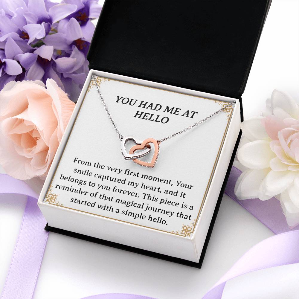 You Had Me at Hello - Interlocking Hearts Necklace with CZ Crystals