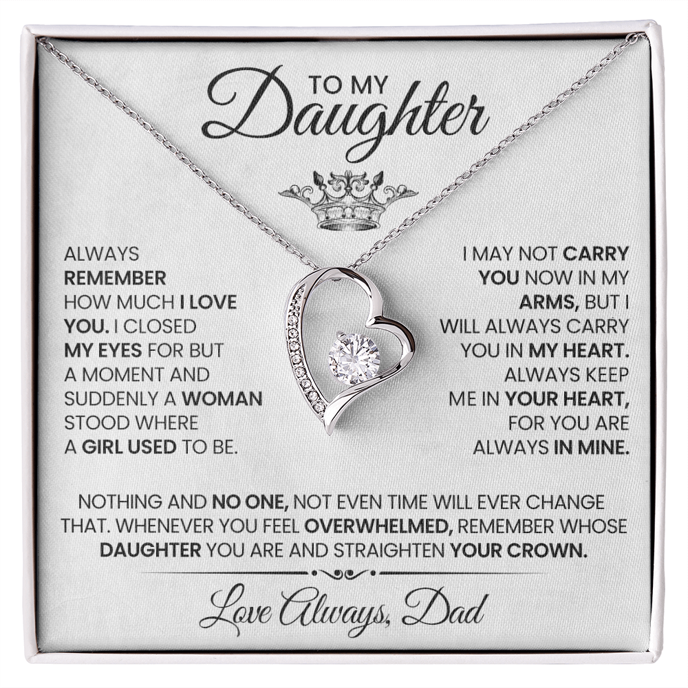 To my daughter - White with crown - Dad necklace artswapper - Heart pendant