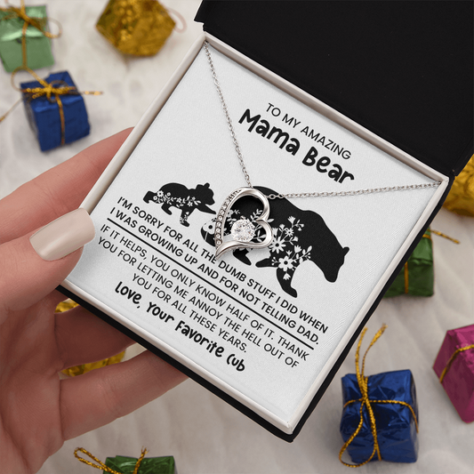 Personalized "Mama Bear" Necklace, Sentimental Mom Gift, Birthday Jewelry - Forever Love