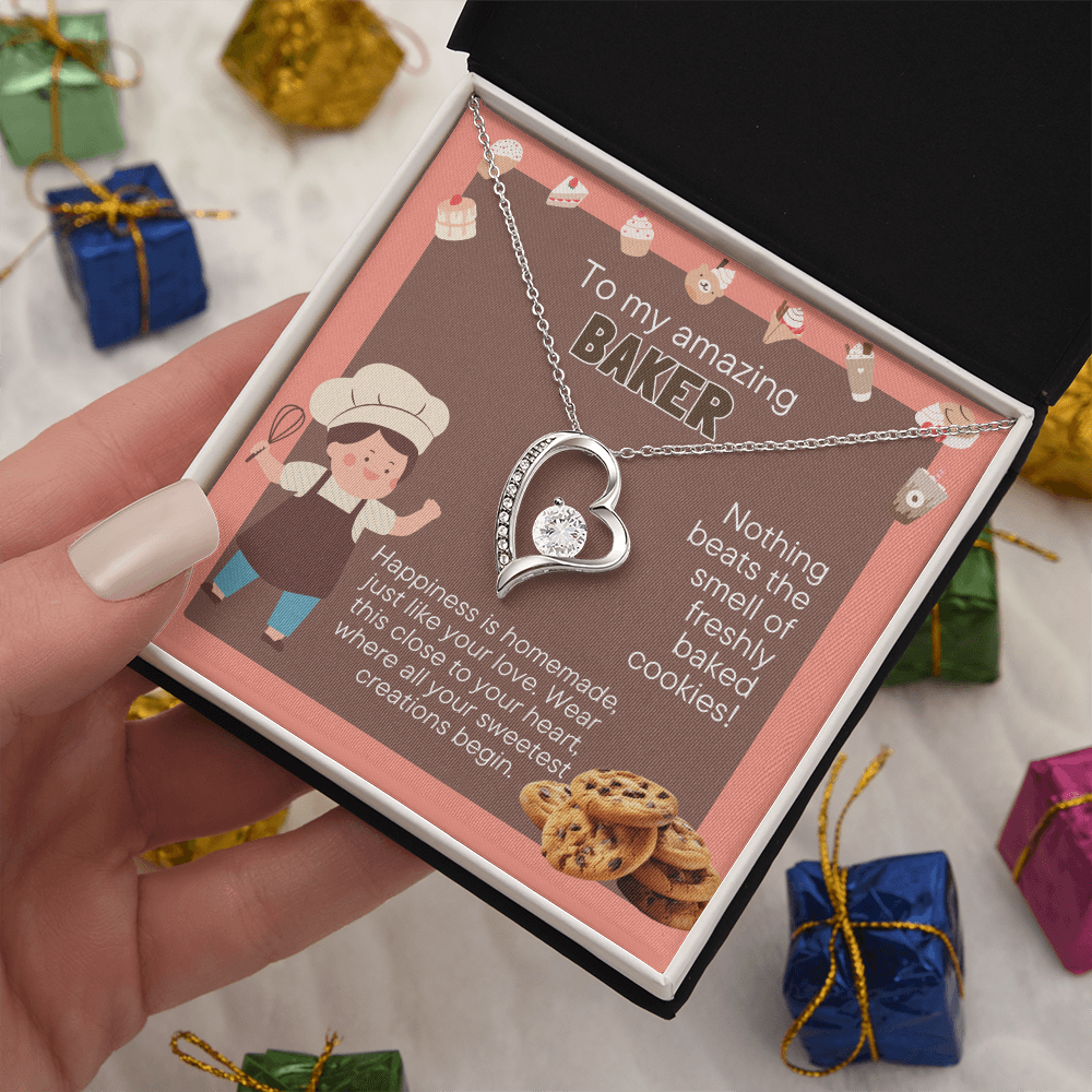 Baker Gift Necklace | Heart Pendant for Baking Lovers | Professional Baker Jewelry | Cooking Enthusiast Gift | Kitchen Lover Present