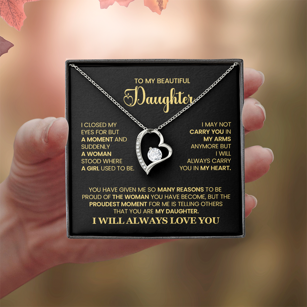 To My Beautiful Daughter - Heartfelt Necklace with Emotional Message Card, Perfect Gift for Birthdays, Graduation, or Special Moments