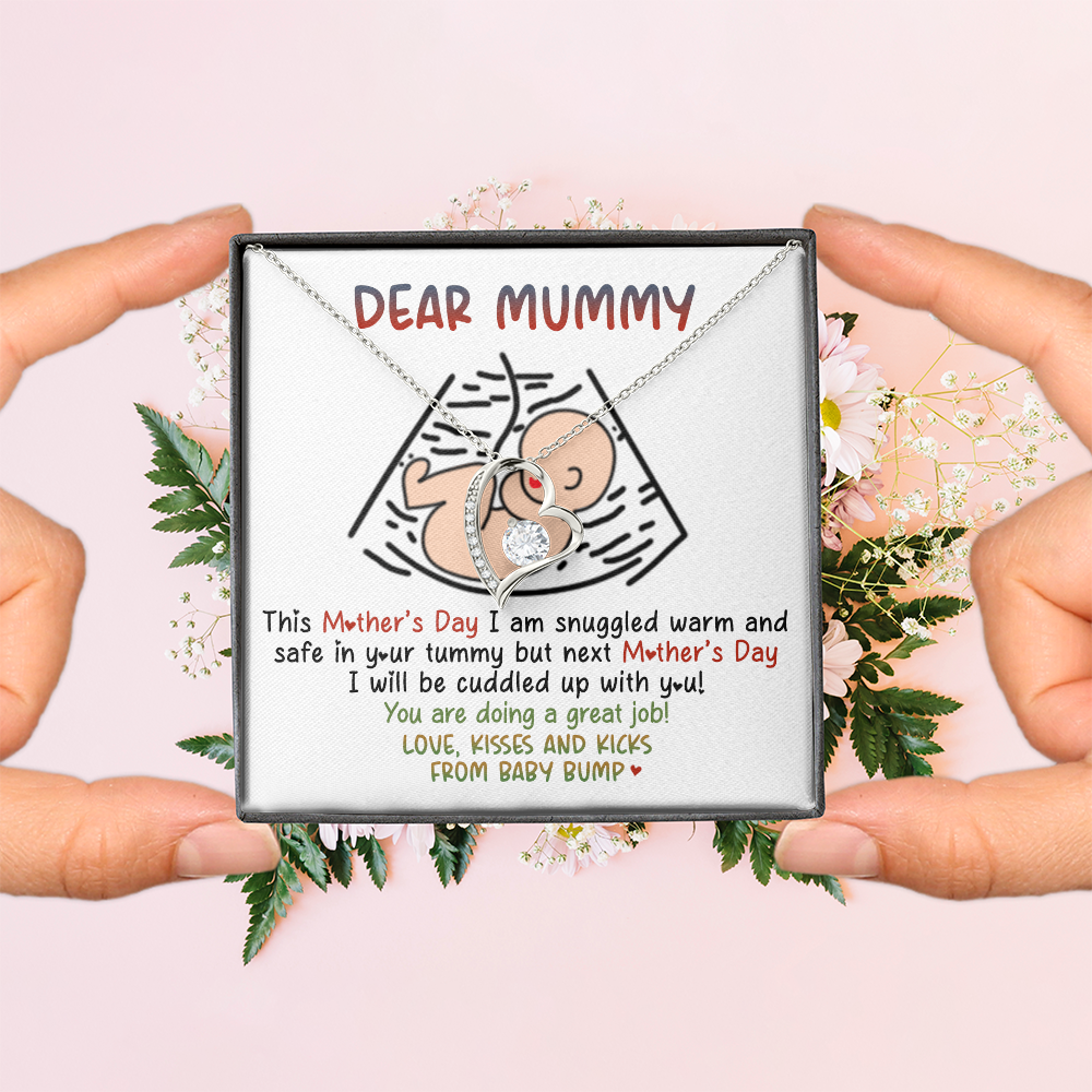 Dear Mummy - Mother's Day Necklace from Baby Bump - Gift for Mom-to-Be, Pregnancy Gift